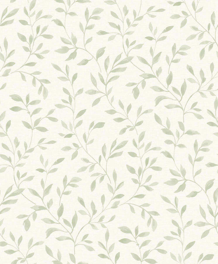 Sage Green Leaves Pattern Wallpaper