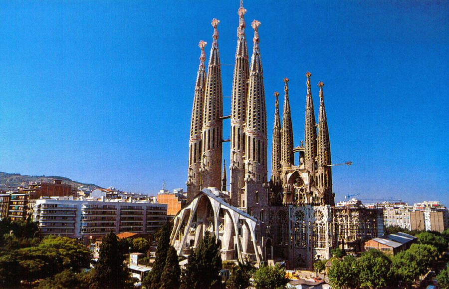 Sagrada Familia Front From Angle Wallpaper