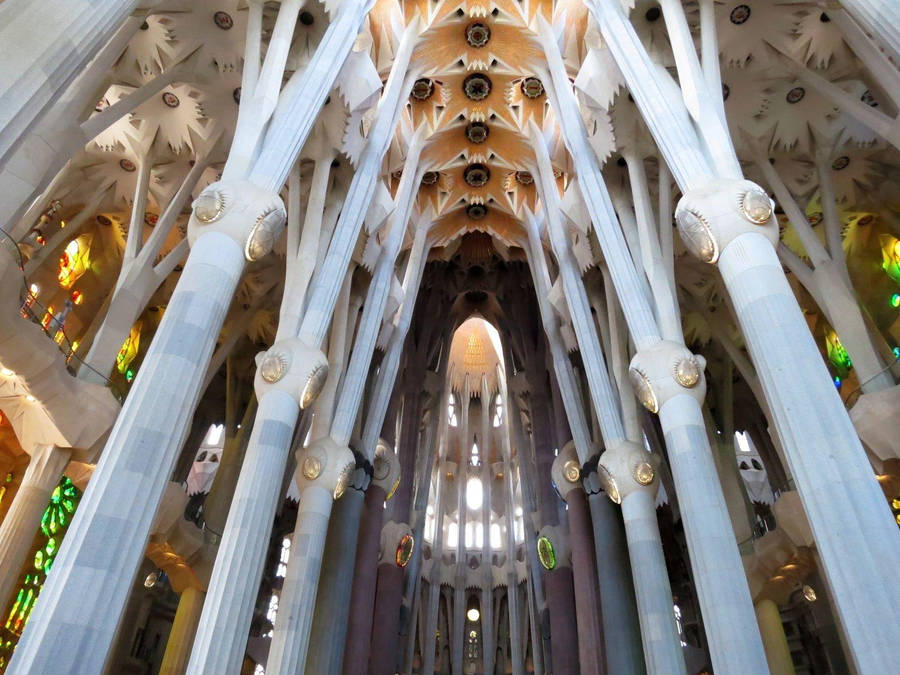 Sagrada Familia Interior White Pillars Wallpaper