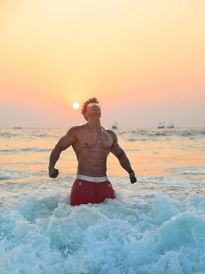 Sahil Khan At Goa Beach Wallpaper