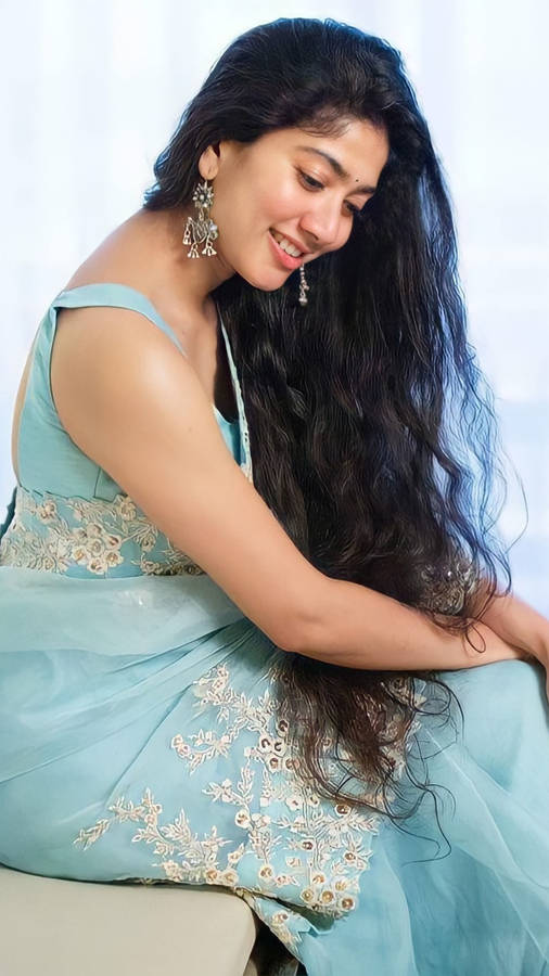 Sai Pallavi In Light Blue Dress Wallpaper