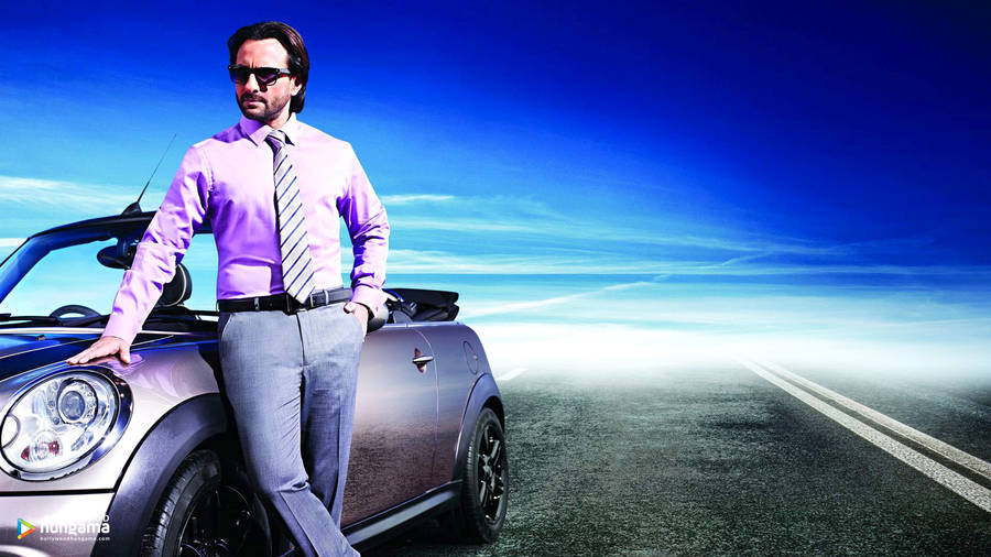 Saif Ali Khan Photoshoot With Sports Car Wallpaper