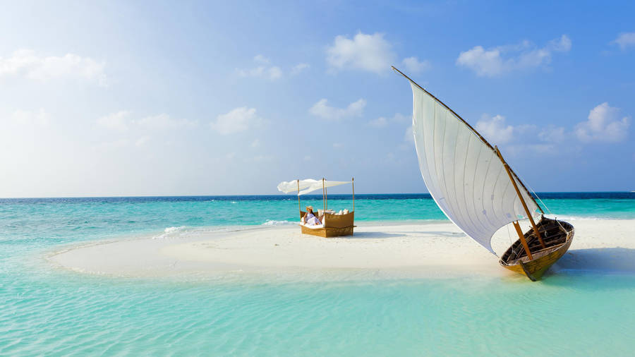 Sail Boat White Beach Wallpaper