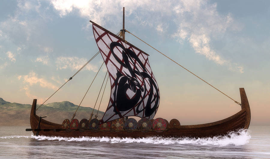 Sailing Viking Ship Graphics Wallpaper