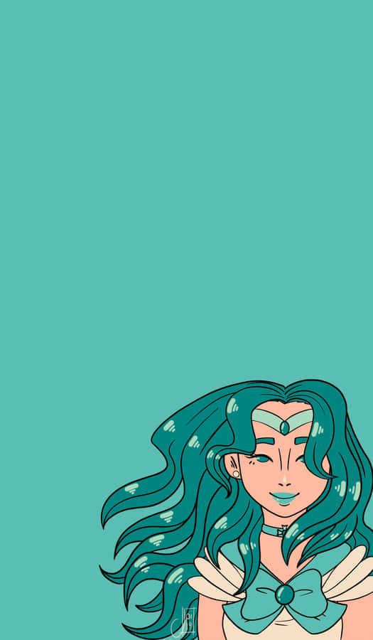 Sailor Neptune Using Her Deep Sea Mirror For Divine Guidance Wallpaper