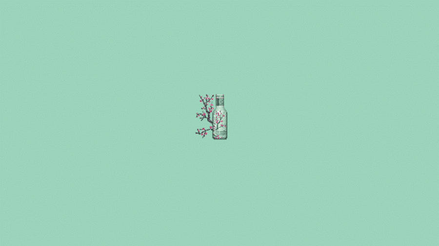 Sakura Branch Pastel Green Aesthetic Wallpaper