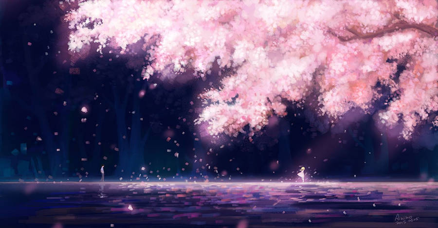 Sakura Tree In Your Lie In April Wallpaper