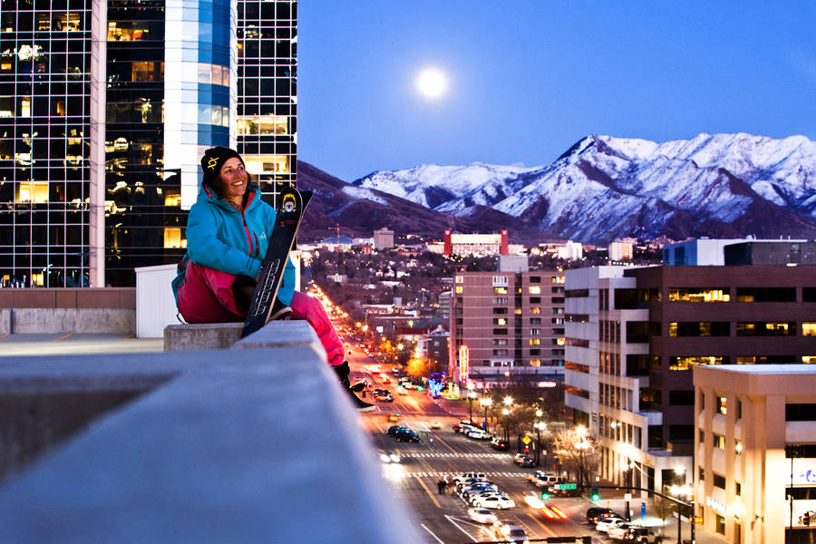 Salt Lake City Girl On Ledge Wallpaper