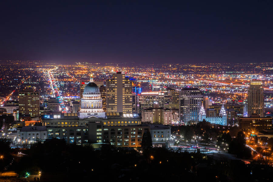 Salt Lake City Night Landscape Wallpaper