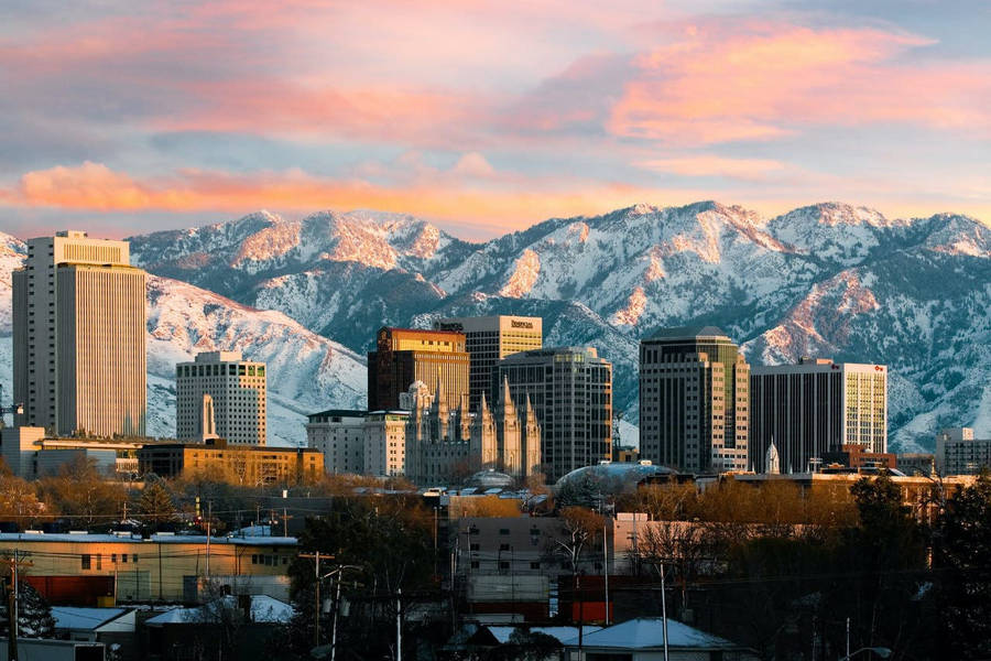 Salt Lake City Pastel Sky Wallpaper