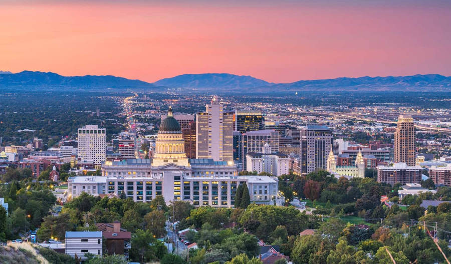 Salt Lake City Pink Gradient Horizon Wallpaper