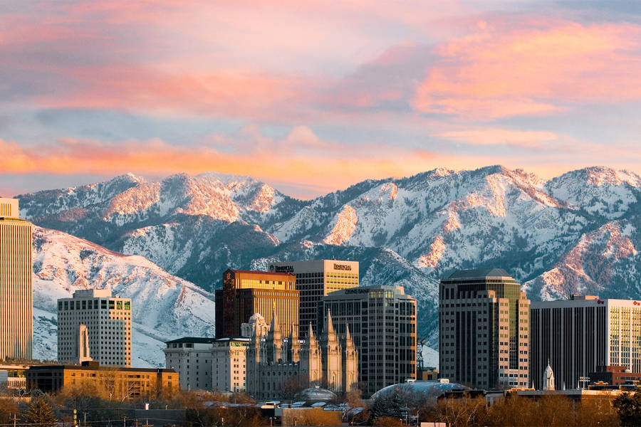 Salt Lake City Pink Sky Wallpaper