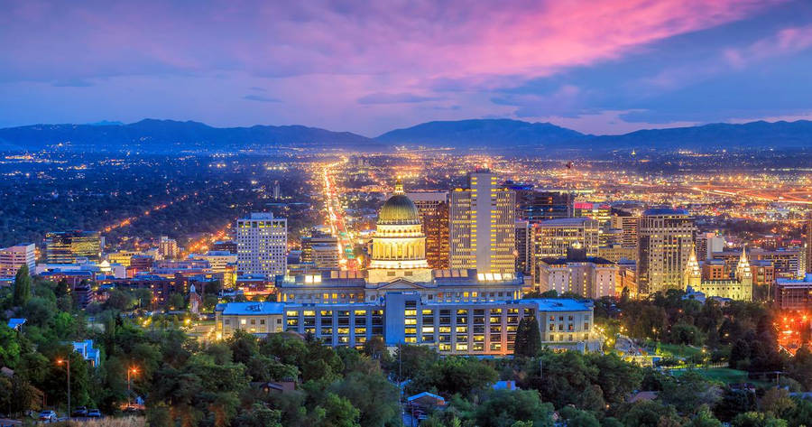 Salt Lake City Purple Sky Wallpaper