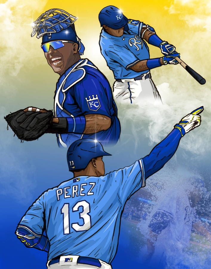 Salvador Perez Cartoon Collage Wallpaper