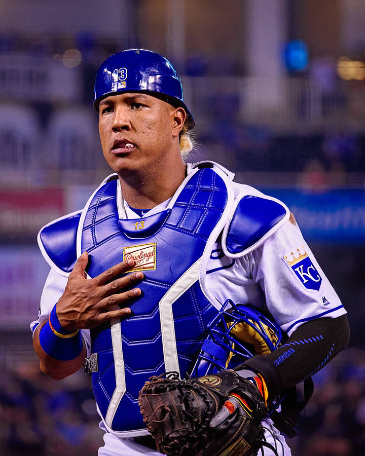 Salvador Perez Patting Armor Wallpaper