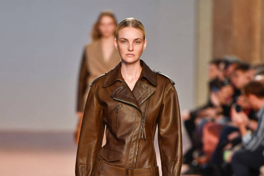 Salvatore Ferragamo Brown Leather Coat Wallpaper