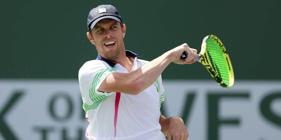 Sam Querrey In Action During A Tennis Match Wallpaper