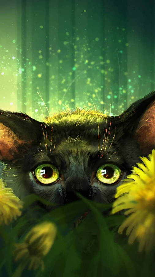 Samsung A71 Cat And Sunflowers Wallpaper