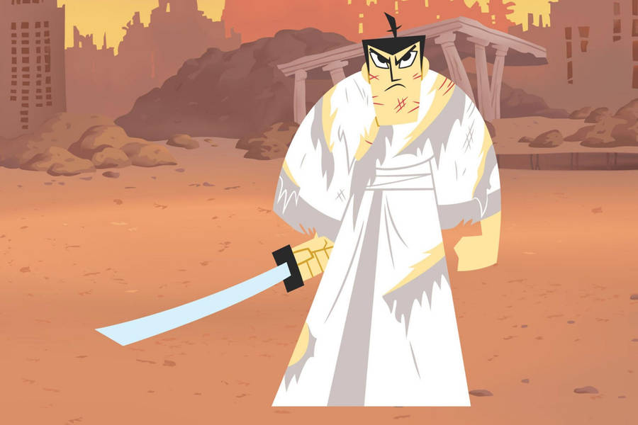 Samurai Jack In Distressed Clothing Wallpaper