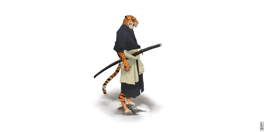 Samurai Tiger With A Sword Wallpaper