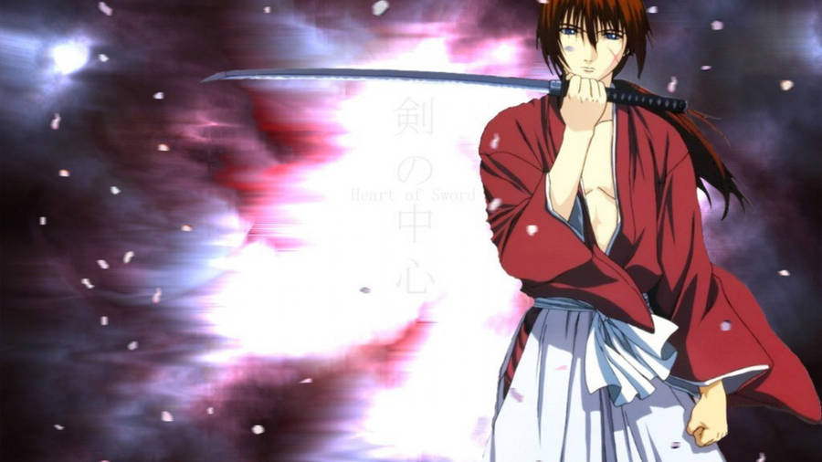 Samurai X Kenshin With Sword Cover Wallpaper