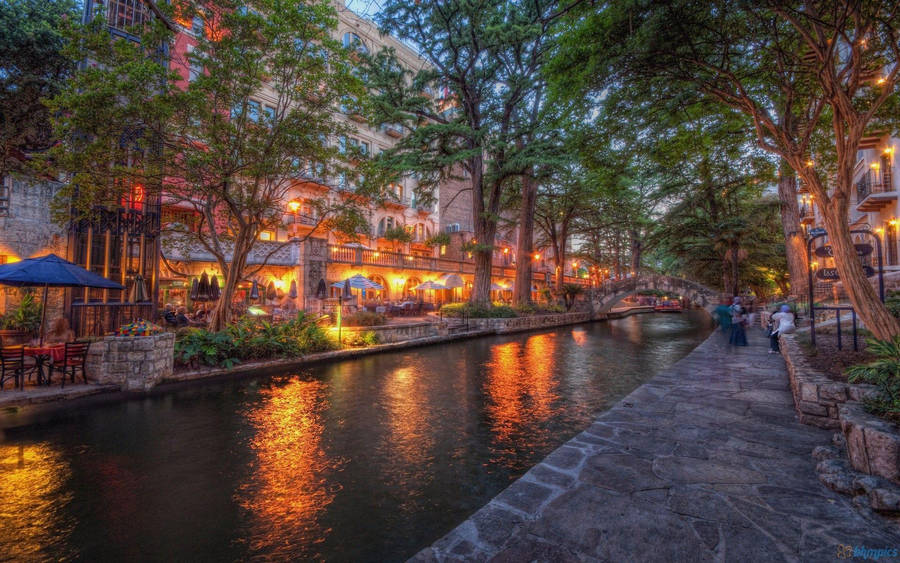 San Antonio River Walk Night Lights Wallpaper