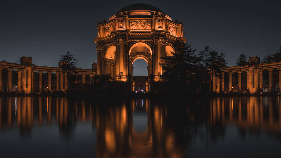 San Francisco Night Arts Palace Wallpaper