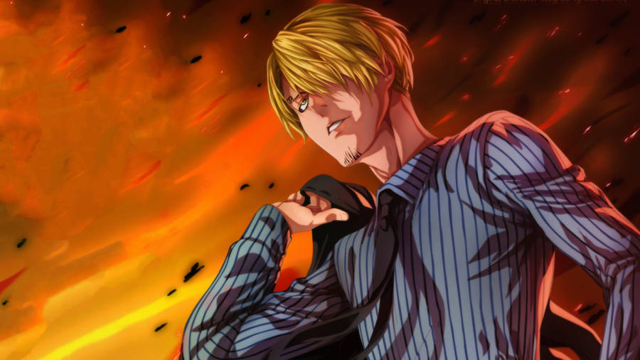 Sanji In Flames Wallpaper