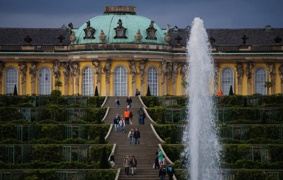 Sanssouci Palace Fountain Potsdam Wallpaper