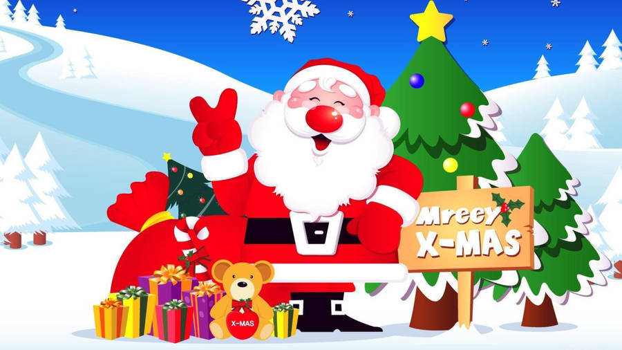 Santa Claus Merry X-mas Wallpaper