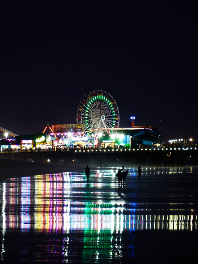 Santa Monica Beach Colorful Reflection Wallpaper