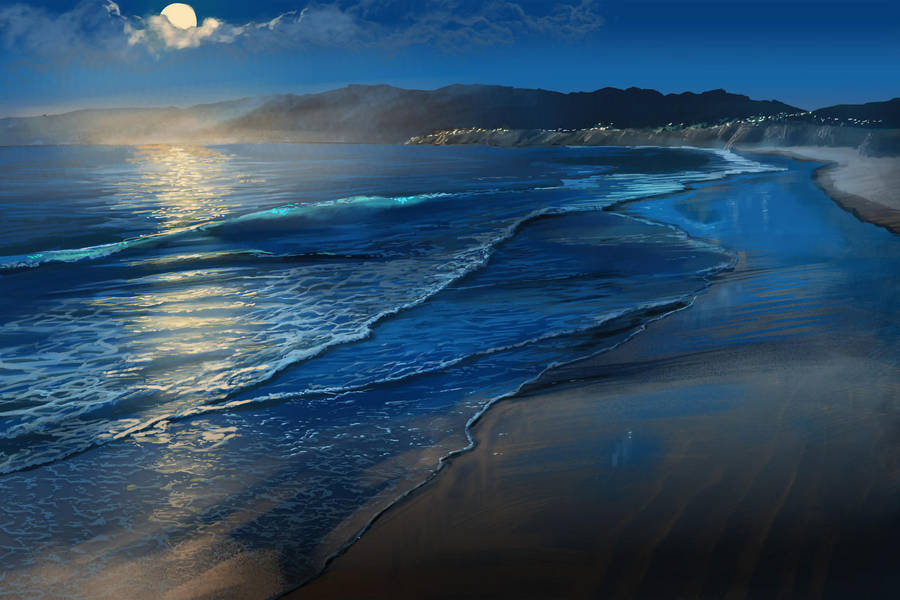 Santa Monica Beach Painting Wallpaper