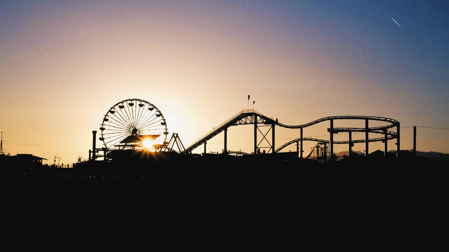 Santa Monica Park Rides Silhouette Wallpaper