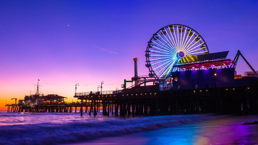 Santa Monica Pier Beautiful Sunset Wallpaper