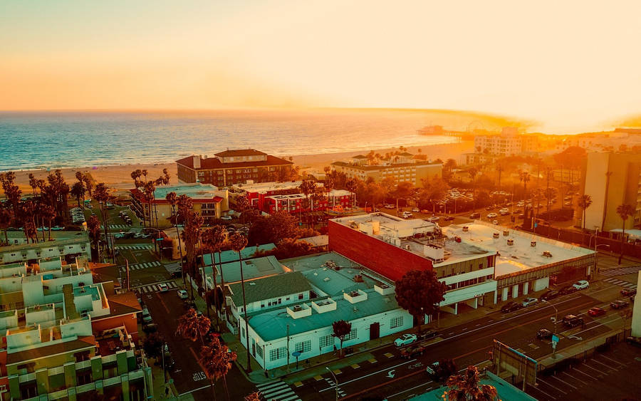 Santa Monica Sunset Houses Wallpaper