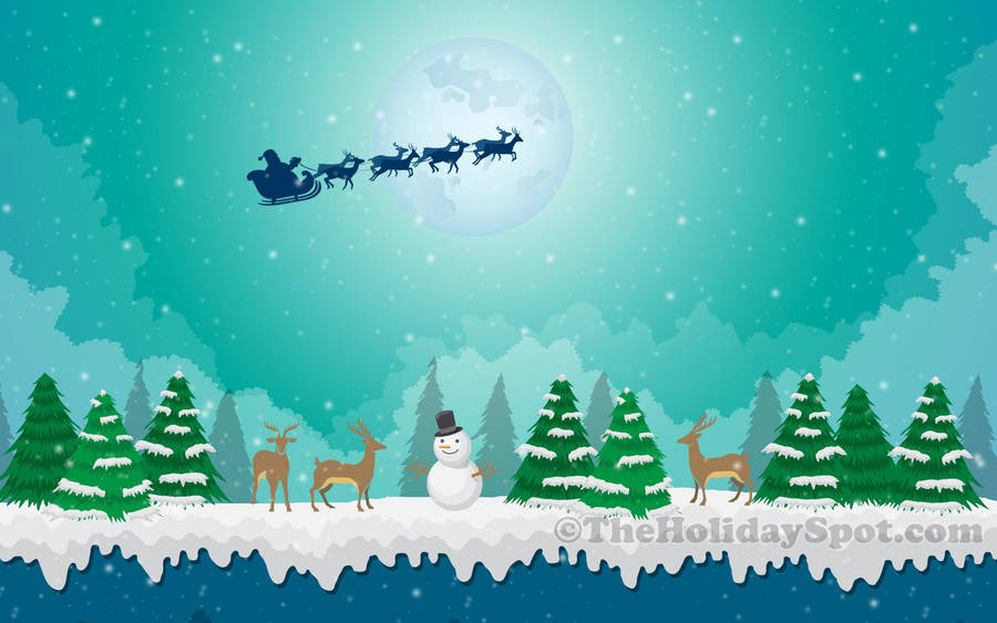 Santa's Sleigh Christmas Laptop Wallpaper