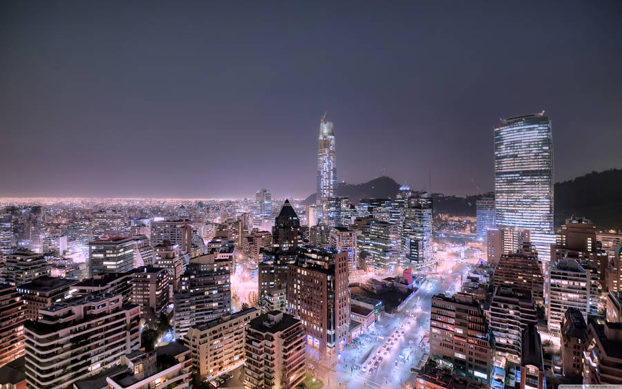 Santiago Chile Night Lights Wallpaper