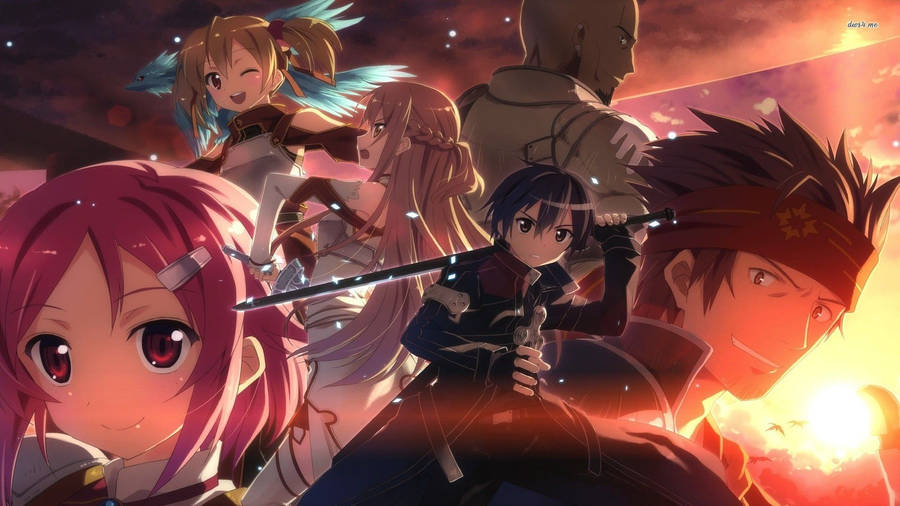 Sao Characters On Red Sky Wallpaper