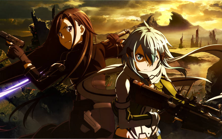 Sao Kirito And Sinon Desert Wallpaper