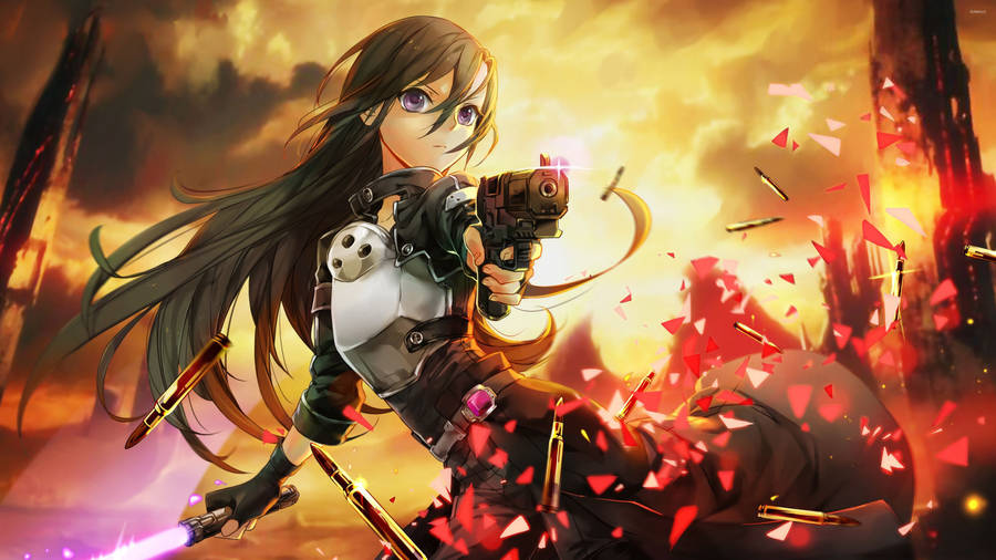 Sao Kirito Firing Gun Wallpaper