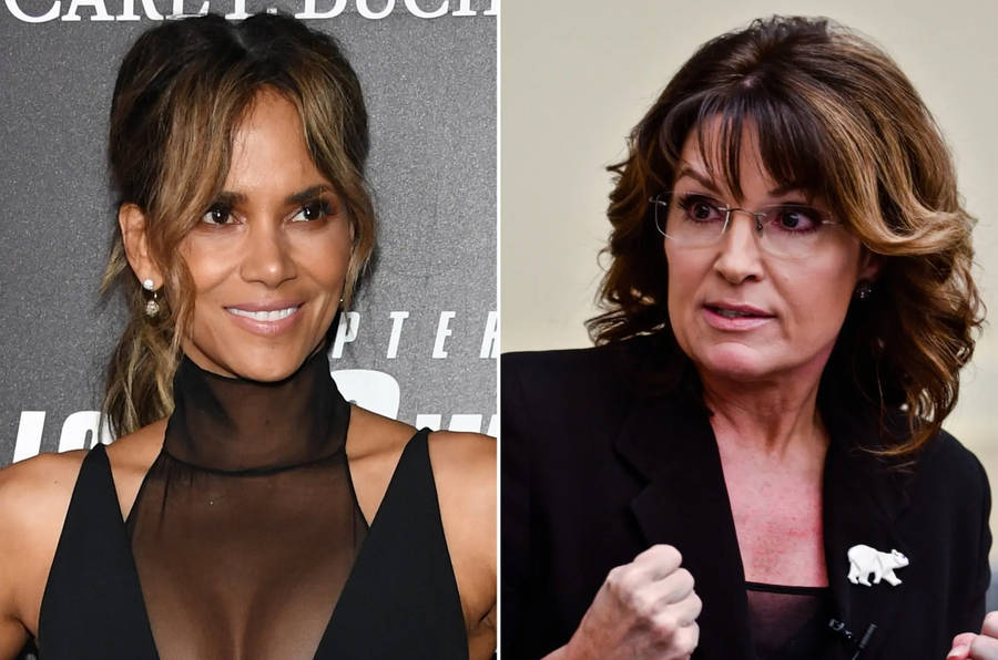 Sarah Palin And Halle Berry Posing Together Wallpaper