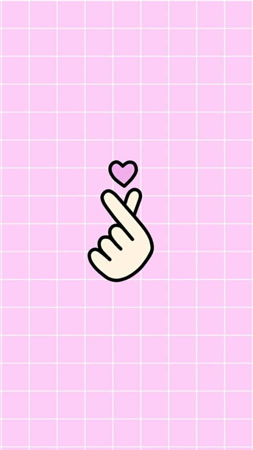 Saranghae Heart On A Pink Grid Wallpaper