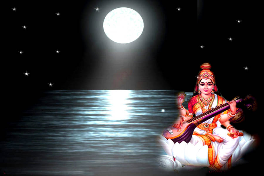 Saraswati Night Sky Wallpaper