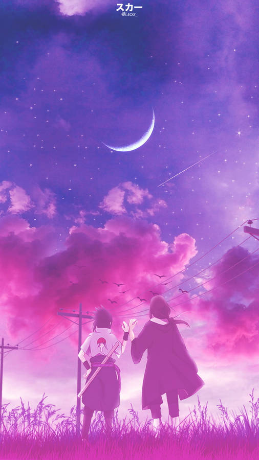 Sasuke And Itachi Anime Purple Aesthetic Wallpaper