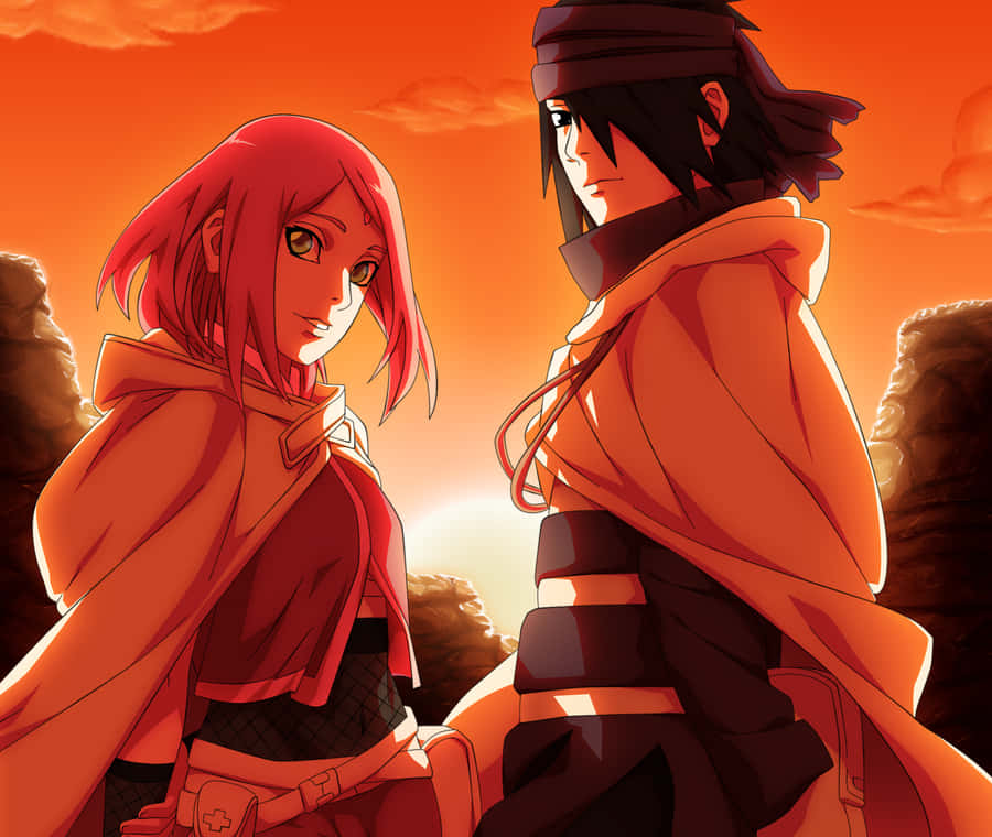 Sasuke Sakura – Two Iconic Characters From The Popular Anime Series. Wallpaper