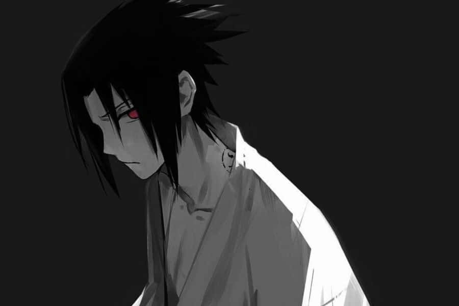 Sasuke Uchiha Monochrome Portrait Wallpaper