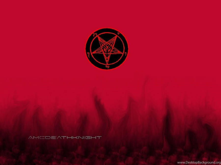 Satanic Logo In Red Background Wallpaper