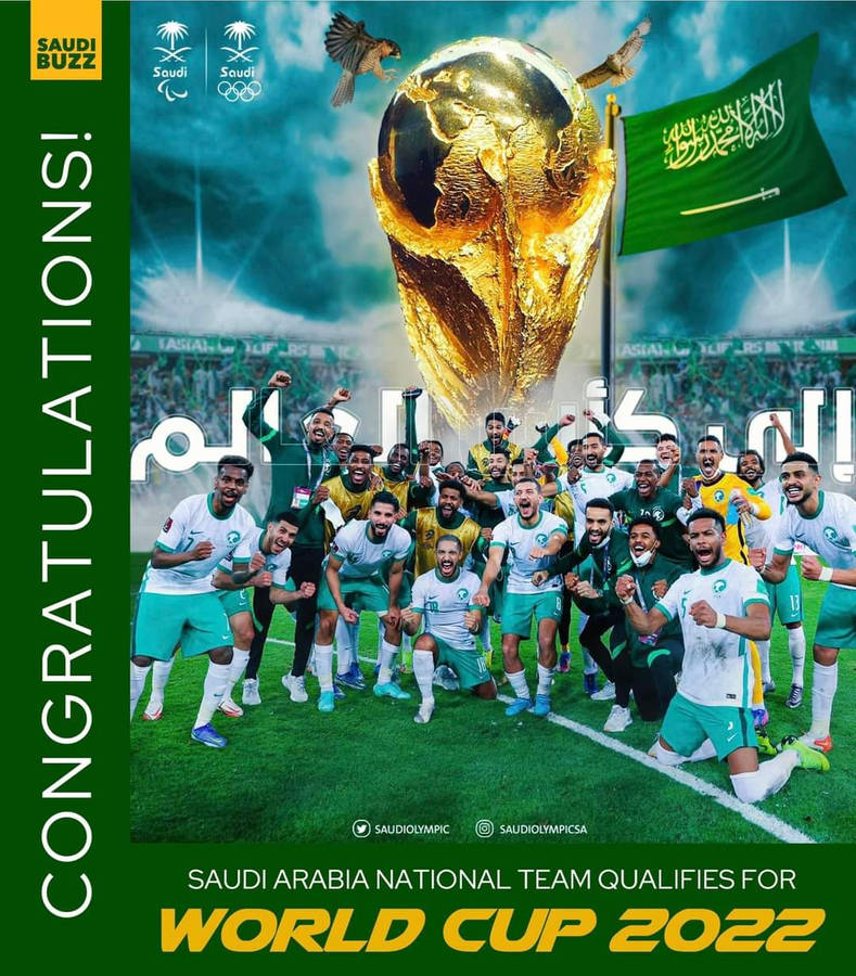 Saudi Arabia's National Football Team Poised For The World Cup 2022 Wallpaper