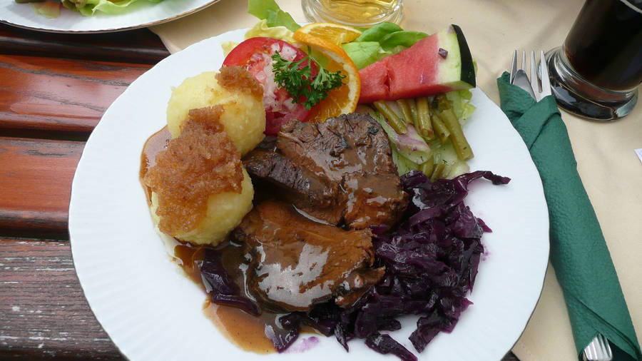 Sauerbraten Traditional German Dish With Dulse Seaweed Wallpaper