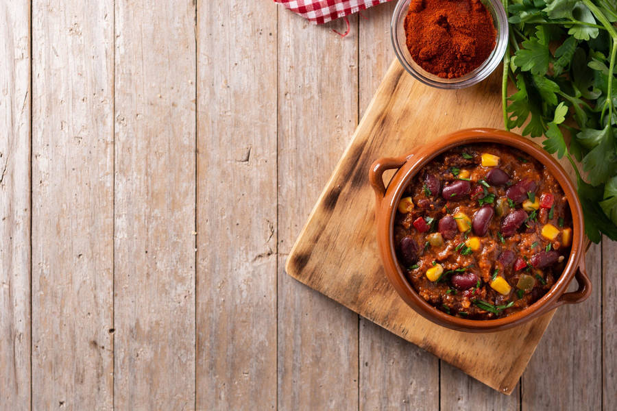 Savory And Spicy Bowl Of Chili Con Carne Wallpaper